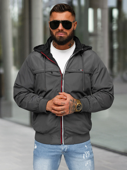 Geacă reversibilă bărbați gri OZONEE JS/16M9207/92