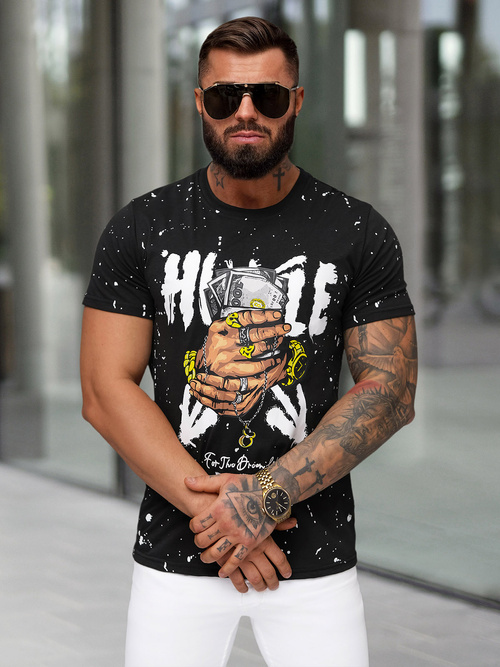 Tricou bărbați negri OZONEE JS/8B1389/3