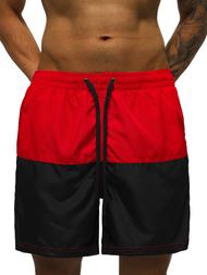Pantaloni scurti de baie bărbați rosii-negri OZONEE JS/HM067