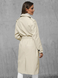 Palton de piele de dama bej deschis OZONEE JS/11Z8100