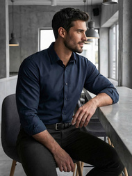 Cămașă bărbați albastru marin OZONEE V/V188Z