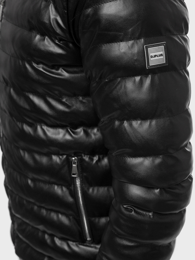 Geacă de piele bărbați neagră OZONEE O/9025