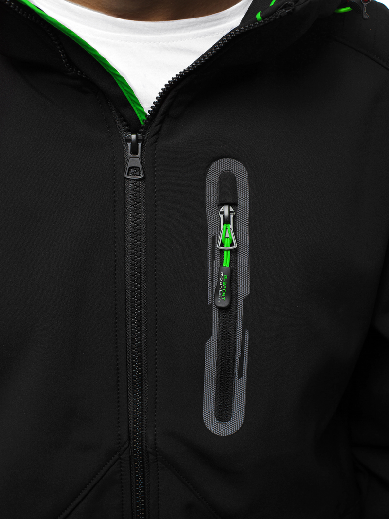 Jachetă bărbați SOFTSHELL negru-verde OZONEE GE/12263Z