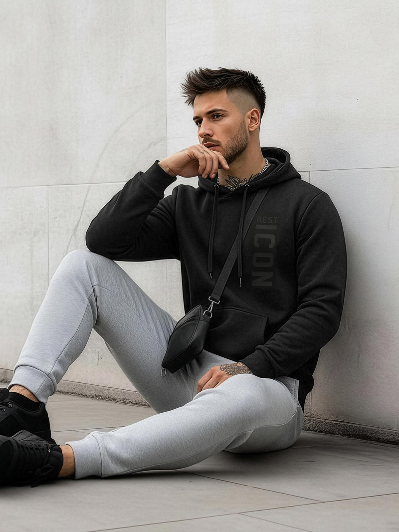 Hanorac bărbați negru OZONEE JS/8B1973/3