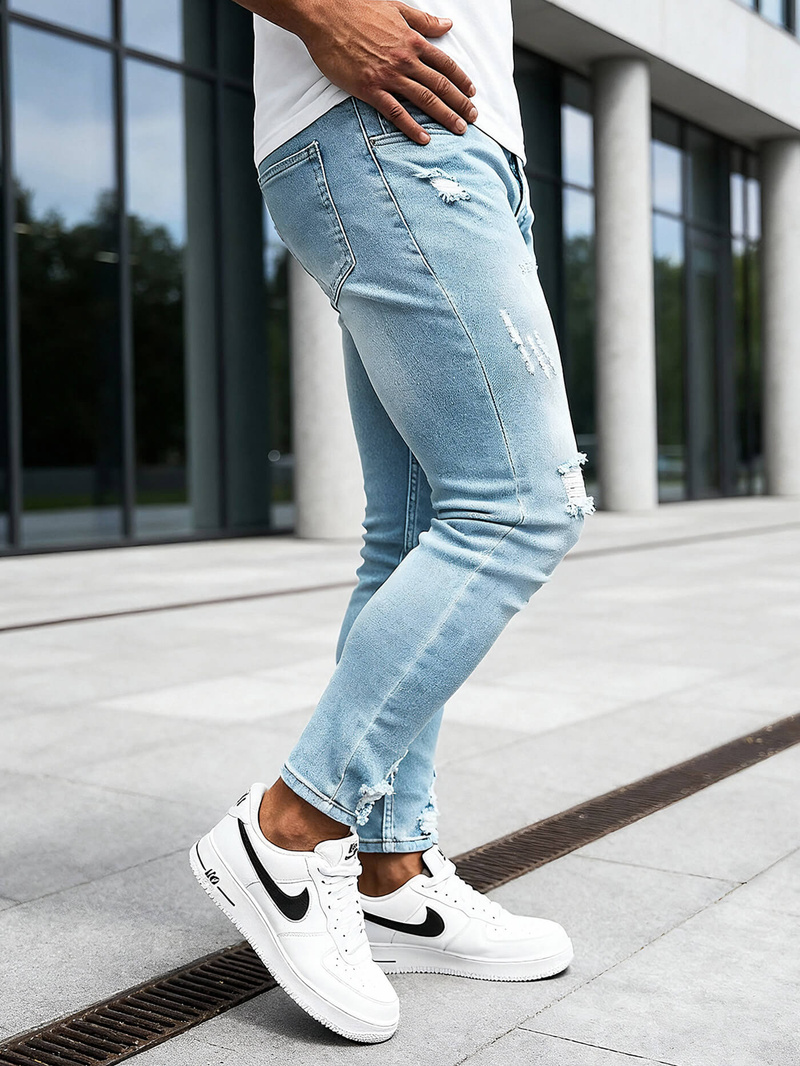 Blugi bărbați albaștri deschis OZONEE DO/2860