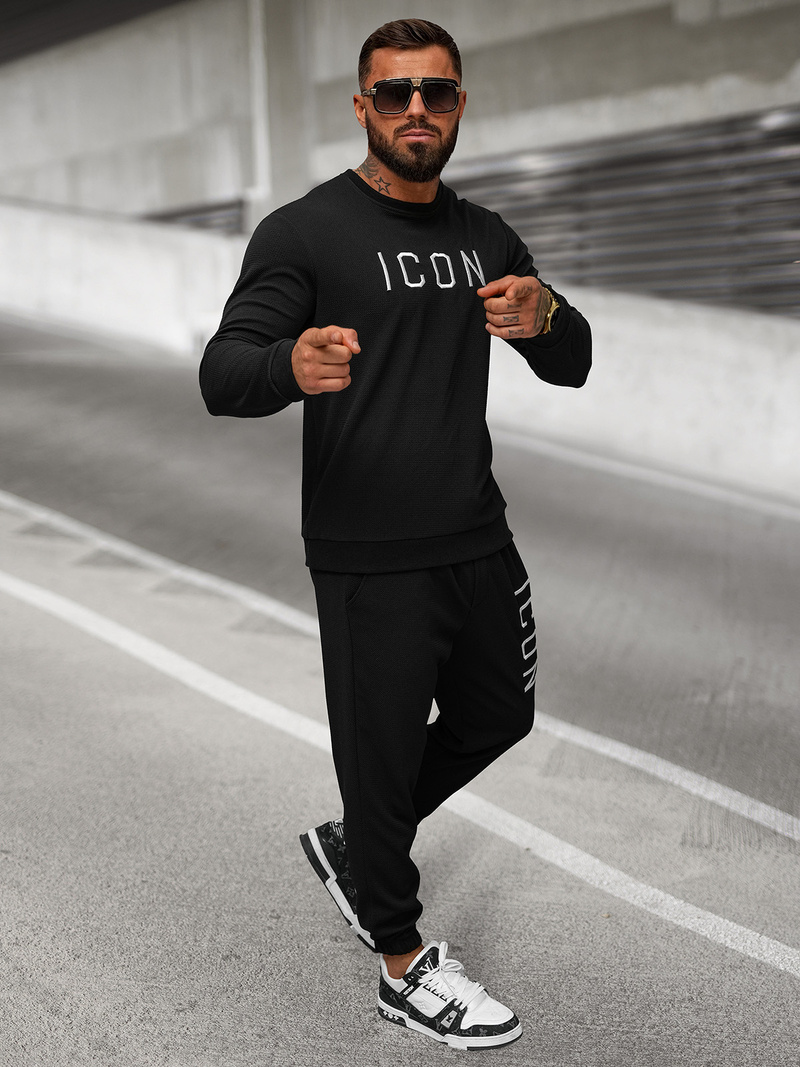 Pantaloni de trening bărbaţi negri OZONEE O/D9125Z