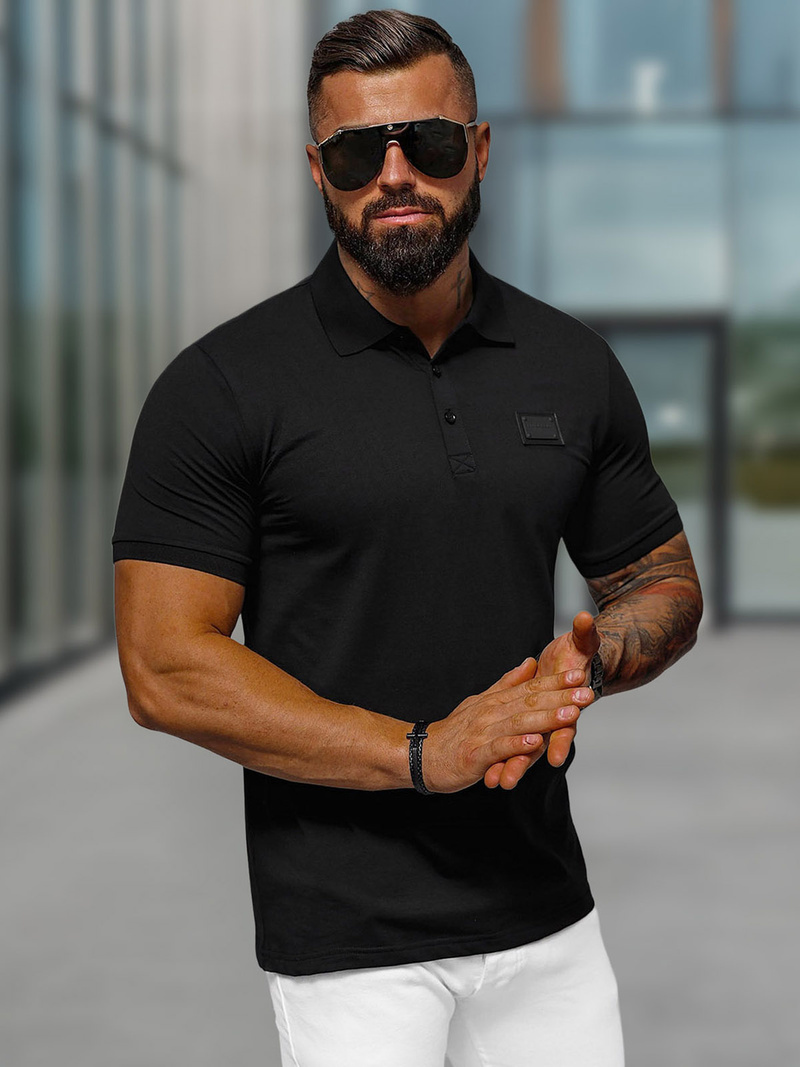 Tricou polo bărbați negru OZONEE NB/MT3018Z