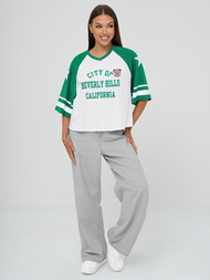 Tricou femei alb-verde OZONEE JS/R62493