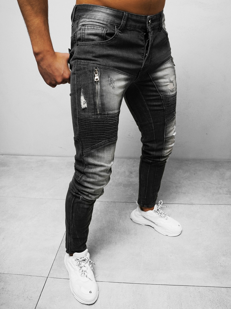 Blugi bărbaţi negri OZONEE NB/MP0046N