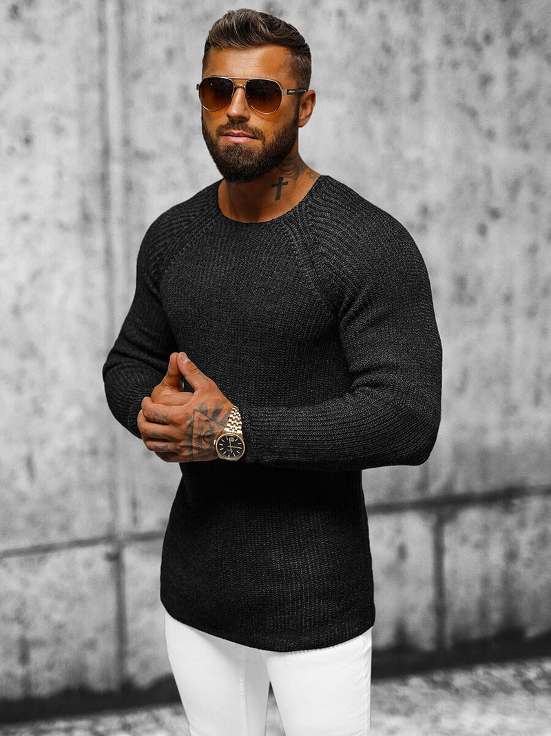 Pulover bărbați negri OZONEE L/2492