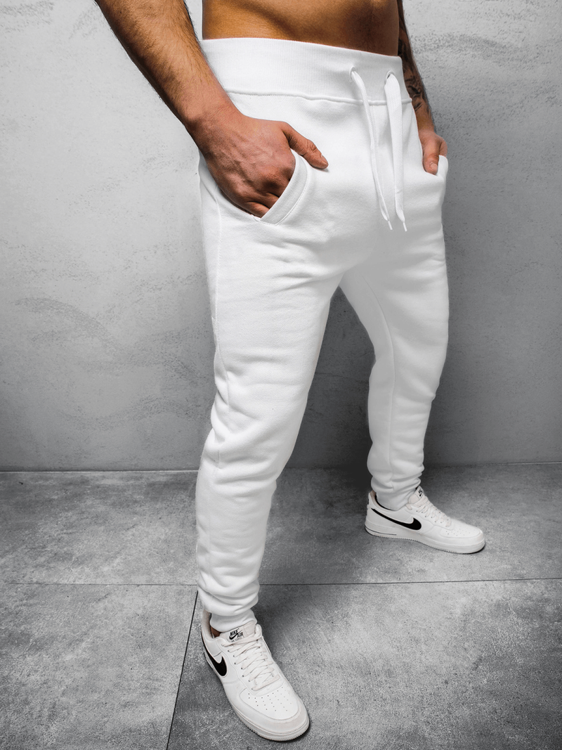 Pantaloni de trening bărbaţi albi OZONEE JS/XW01Z