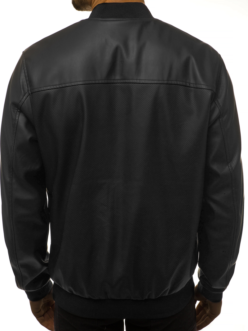 Geacă de piele bărbați neagră OZONEE N/6121