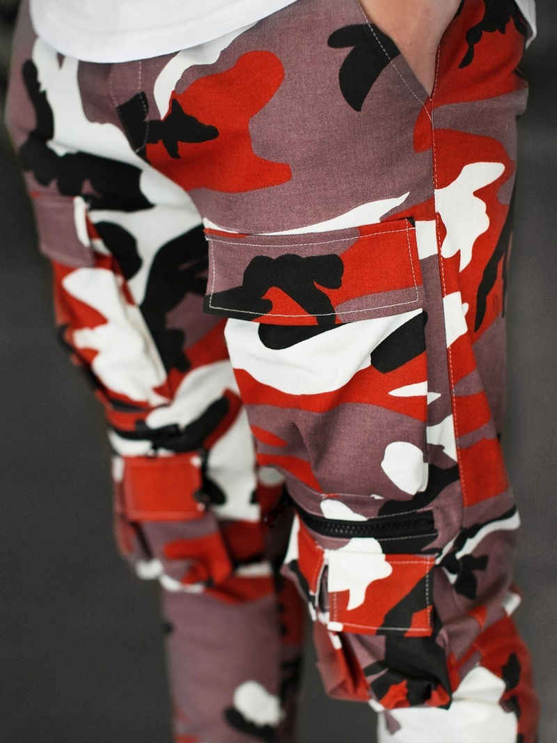 Pantaloni chino jogger pentru bărbați visiniu-bej OZONEE G/2787