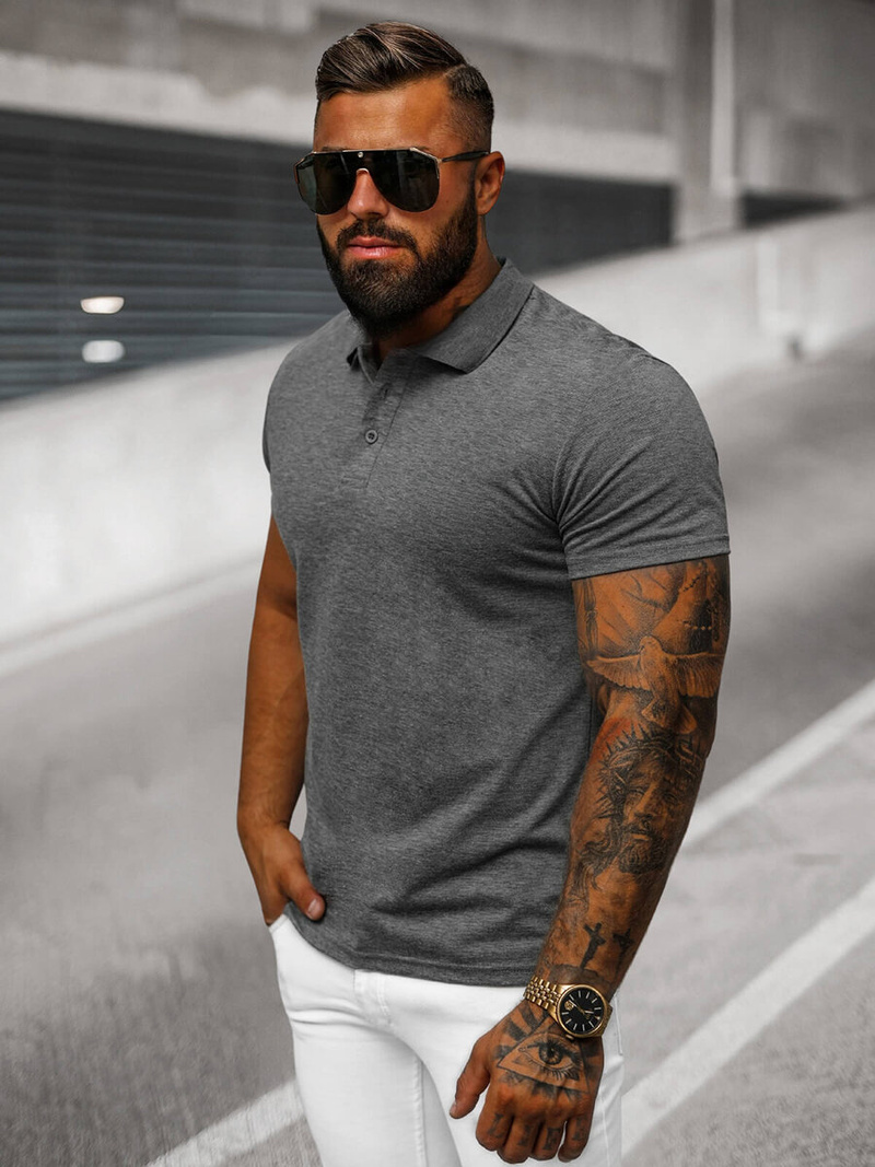Tricou polo bărbați antracit OZONEE JS/8T80/5Z