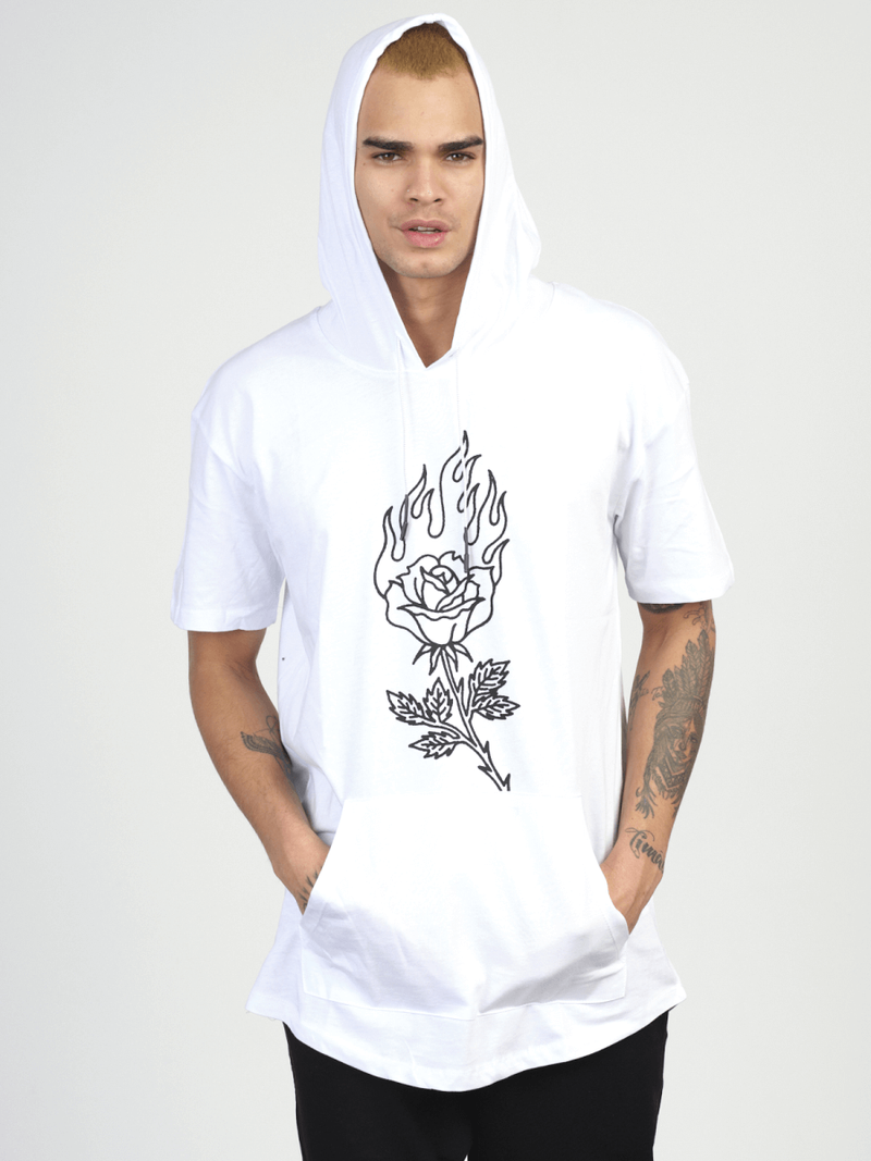 Tricou cu glugă bărbați alb OZONEE MR/21553