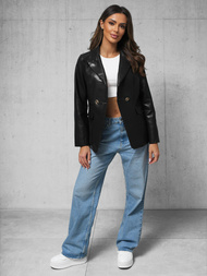 Geacă de piele pentru femei neagră OZONEE JS/11Z8121