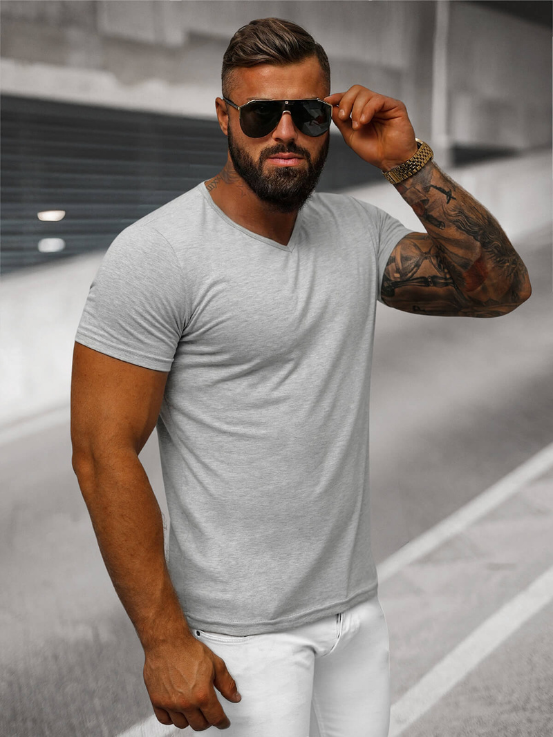 Tricou bărbați gri OZONEE JS/712007Z