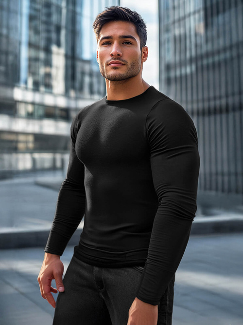 Tricou cu mânecă lungă negru OZONEE JS/2088