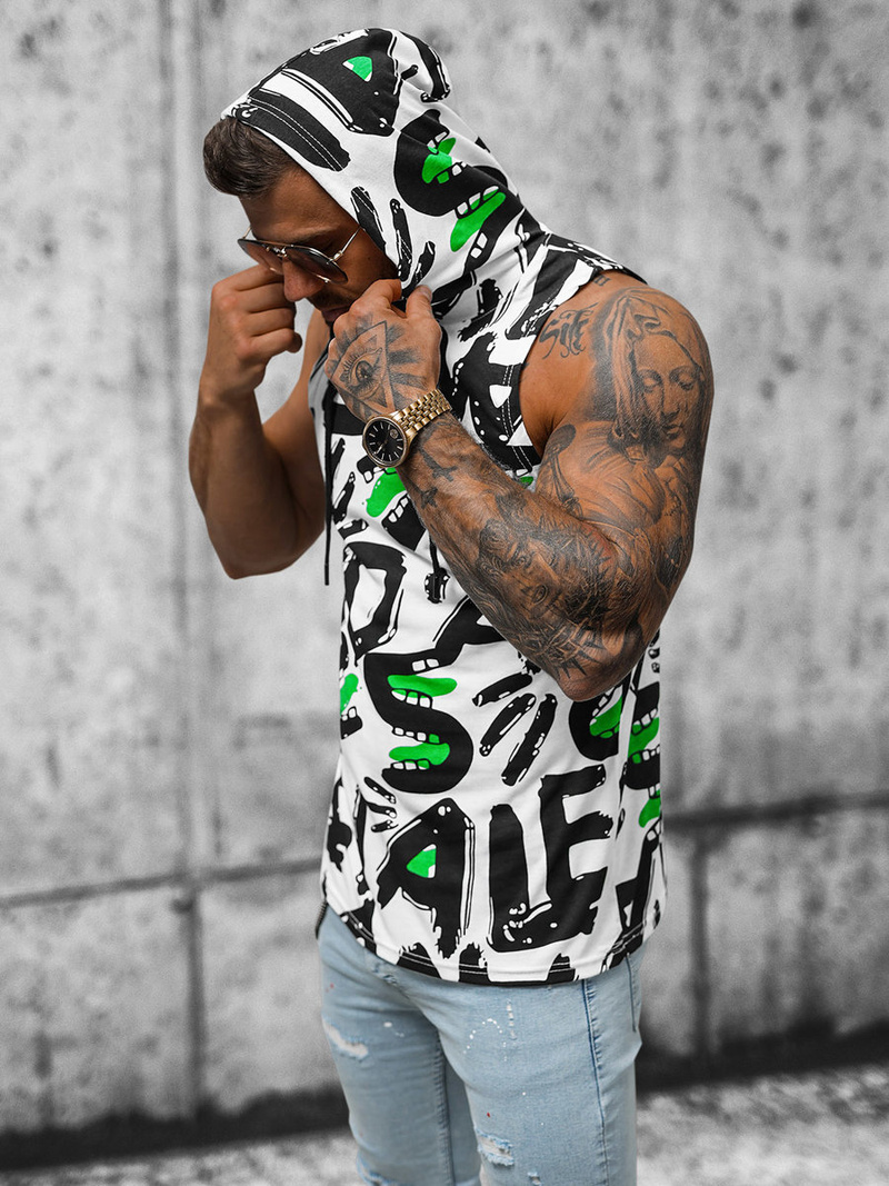 Maiou bărbați albă-neagră OZONEE O/BL300Z