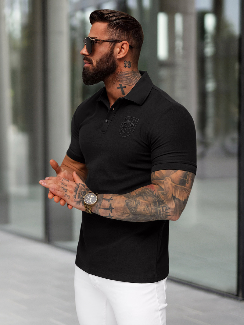 Tricou polo bărbați negru OZONEE NB/MT3142