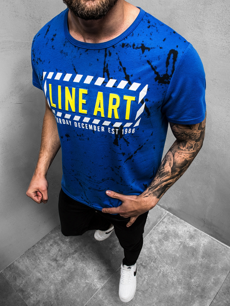 Tricou bărbați albaștri OZONEE JS/KS2029Z