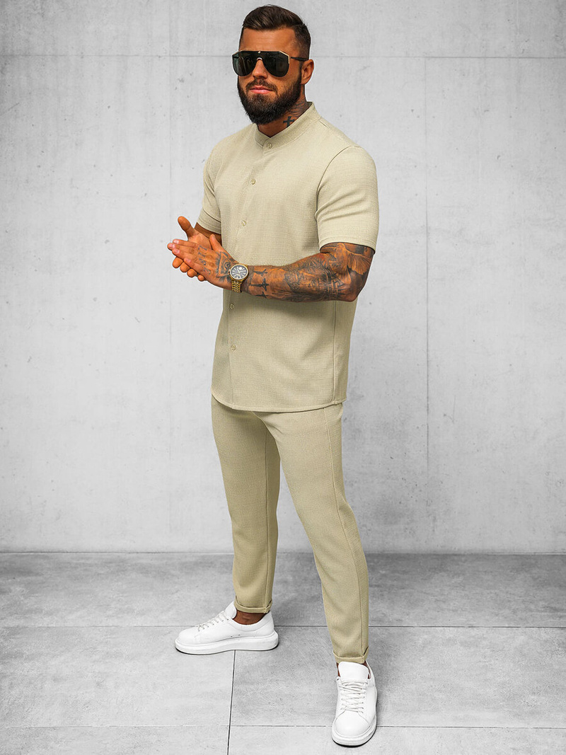 Pantaloni chino bărbaţi bej OZONEE O/K971SP