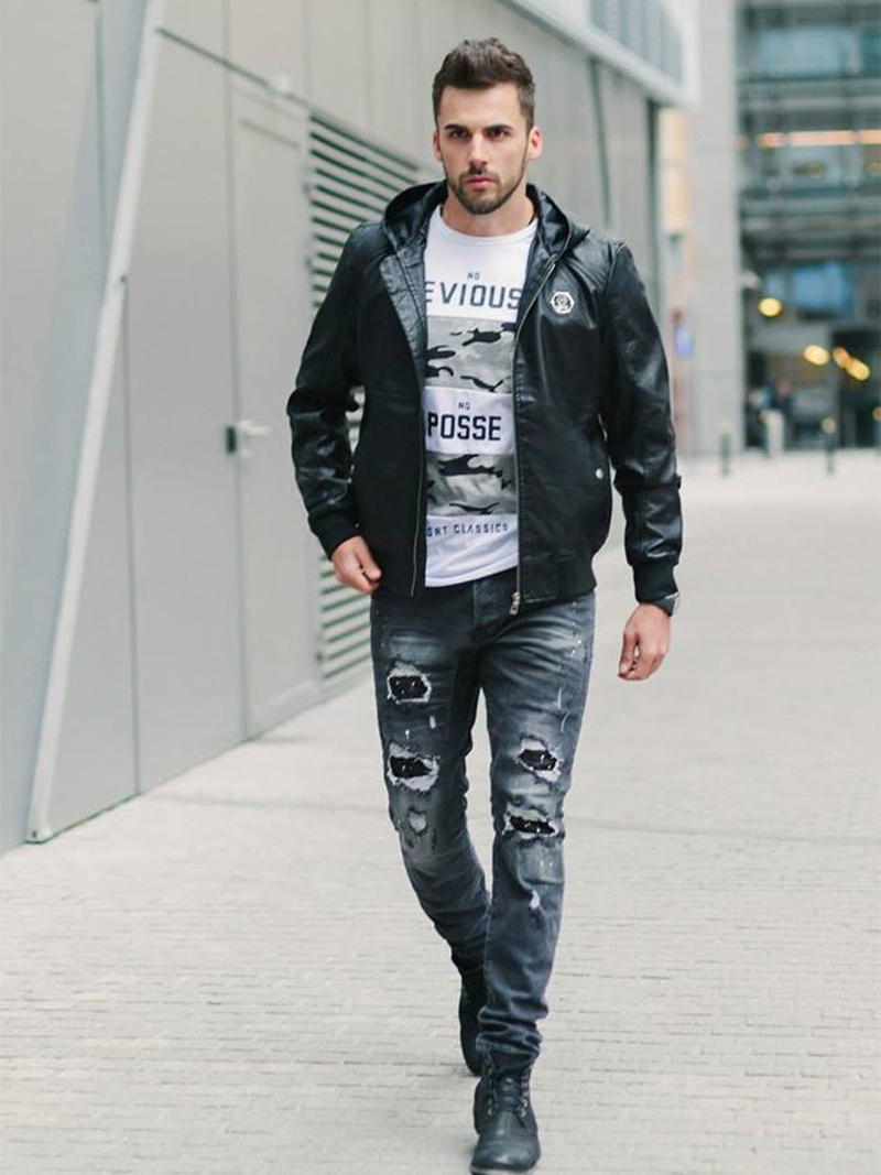 Jachetă bărbați neagră OZONEE N/5003/18Z