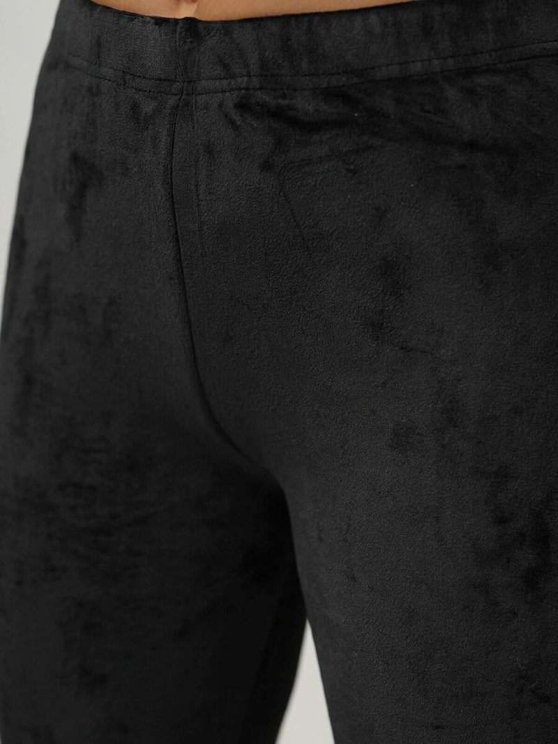 Pantaloni de trening femei din catifea negri OZONEE JS/92K521/3