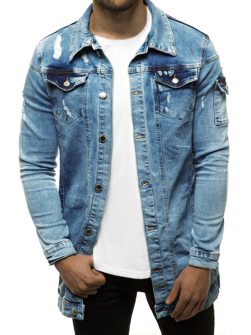 Jachetă de blugi bărbați albastră deschis OZONEE G/474K