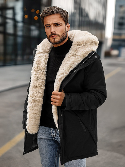 Geacă de iarnă parka bărbați neagră OZONEE JS/22M316/392Z