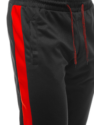 Pantaloni de trening bărbaţi negri-rosii OZONEE JS/JZ11003