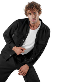 Cămașă bărbați neagră OZONEE O/GOM23039