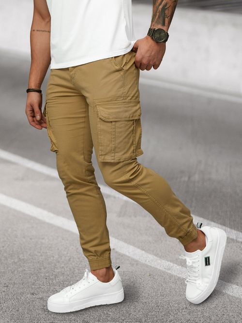Pantaloni chino jogger pentru bărbați bej OZONEE NB/MP0202KZ