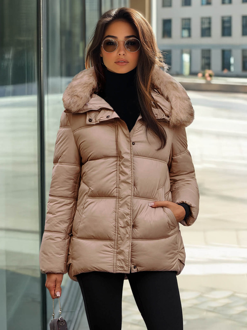 Geacă de iarnă damă camel OZONEE JS/5M3256/84Z