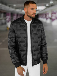 Geacă de piele bărbați neagră OZONEE O/11Z8099Z