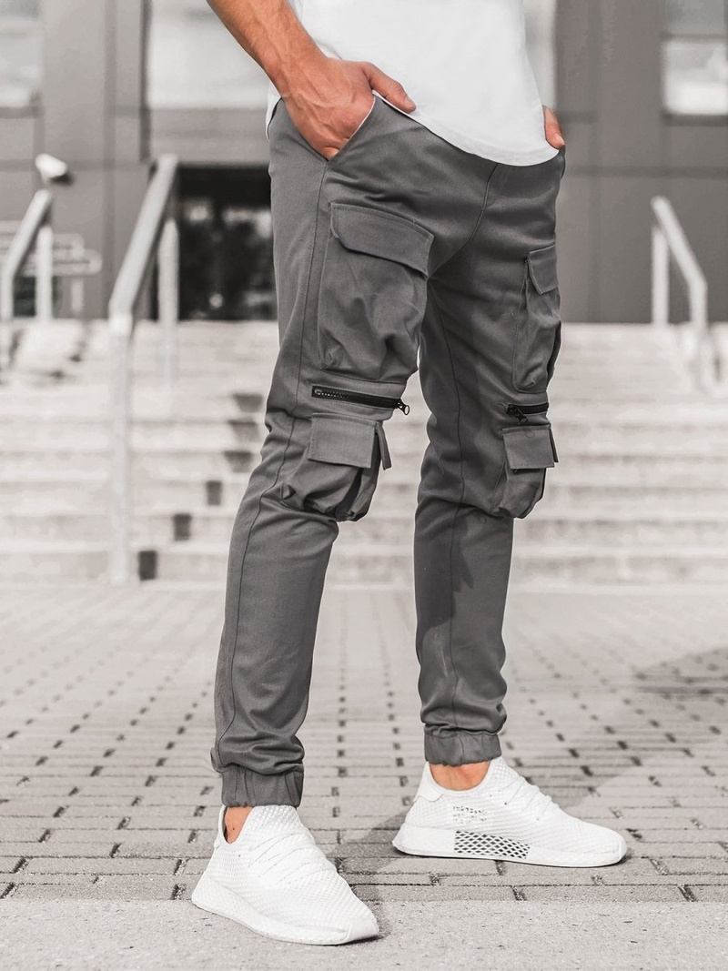Pantaloni chino jogger pentru bărbați gri OZONEE G/2787