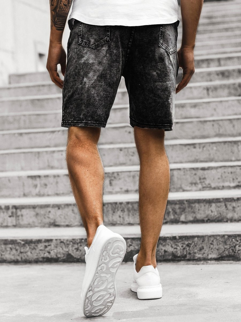 Pantaloni scurti blugi bărbați negri OZONEE JS/KK1070/2