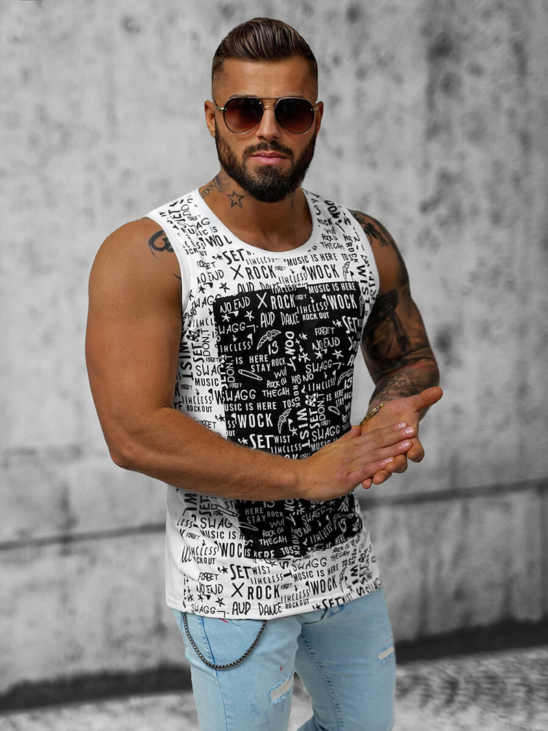 Maiou bărbați alb OZONEE O/T103/1