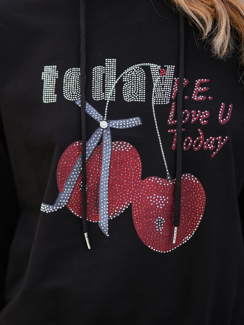 Hanorac damă negru OZONEE JS/8B856/3