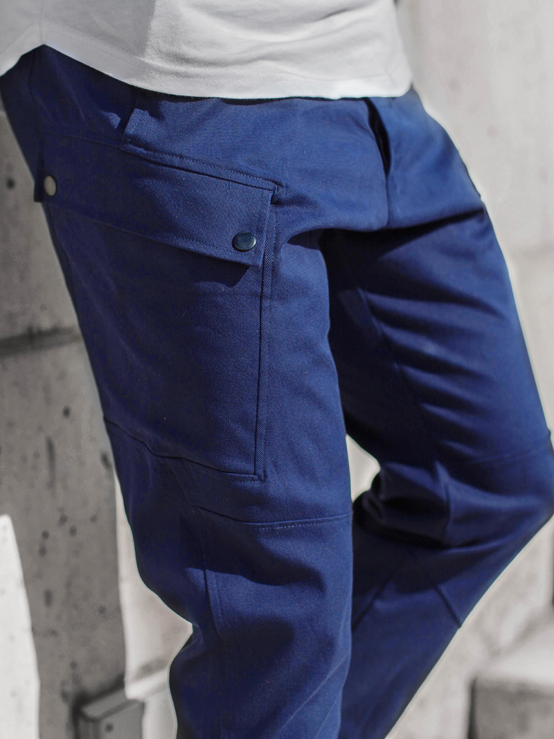 Pantaloni chino jogger pentru bărbați albastru marin OZONEE O/11103