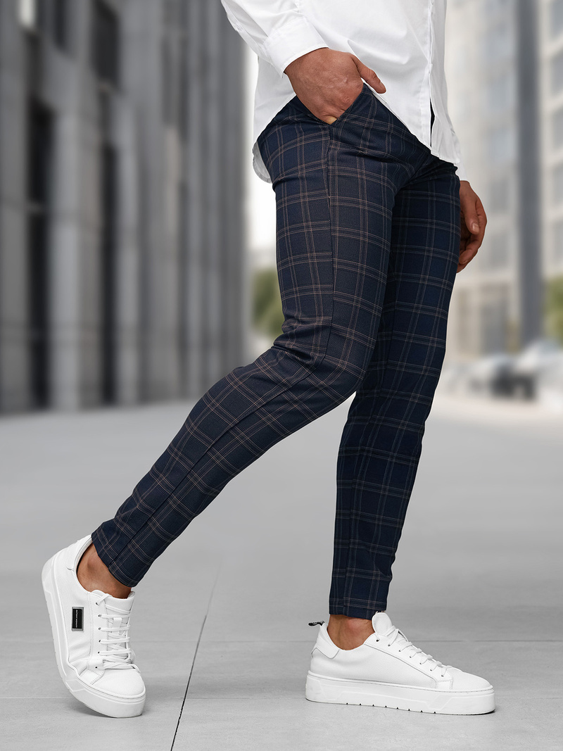 Pantaloni chino bărbaţi albastru marin OZONEE DJ/5632Z