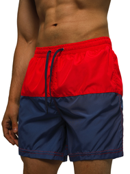 Pantaloni scurti de baie bărbați roșu și bleumarin OZONEE JS/HM062