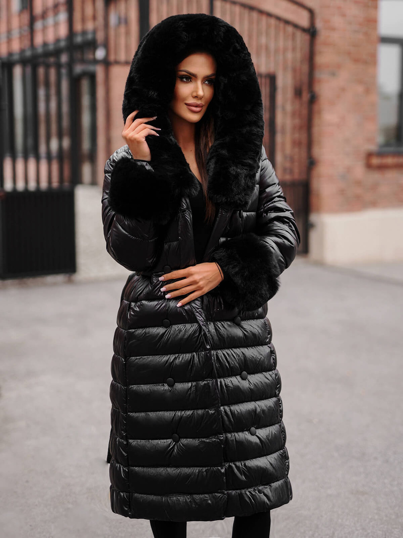 Palton de femei negru OZONEE JS/5M3160/392Z