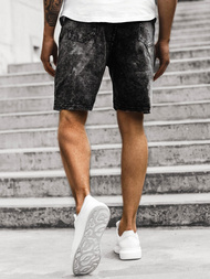 Pantaloni scurti blugi bărbați negri OZONEE JS/KK1070/2