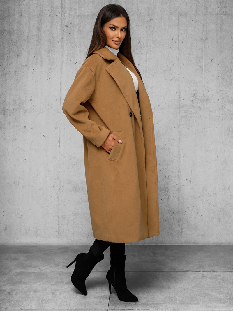 Palton de dama camel OZONEE JS/11Z8161