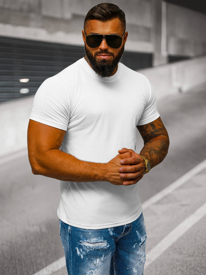 Tricou bărbați alb OZONEE JS/712005Z