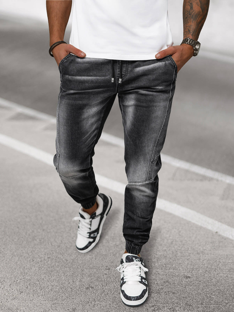 Blugi jogger bărbați negri OZONEE NB/MP0115N