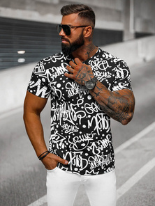 Tricou bărbați negri OZONEE JS/8T1216/3
