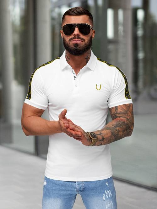 Tricou polo bărbați alb OZONEE O/QQ1337