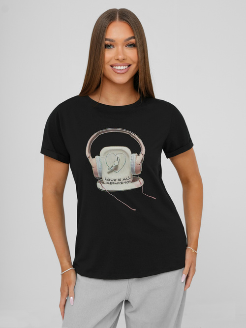 Tricou femei negri OZONEE DJ77806